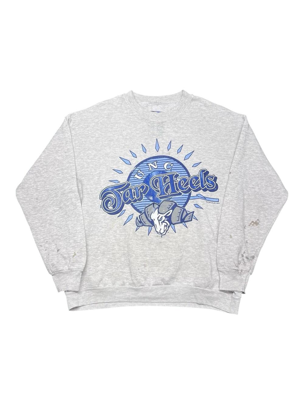 Vintage 90s UNC Tar Heels North Carolina Diamond Style White Sweatshirt Sz Large